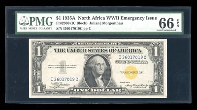DBR 1935-A $1 North Africa Silver Fr. 2306 IC Block PMG 66 EPQ Serial I36017019C - Image 1 of 2