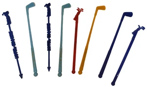 Swizzle Sticks Lot Stir Reusable Bar Cocktail Drink x8 Golf Hotel A28/25 SP - Picture 1 of 3