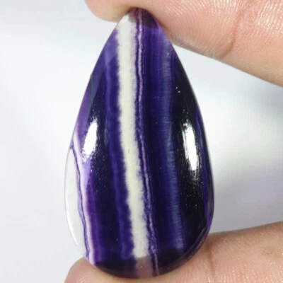 62.95 Cts, Natural Purple Fluorite Pear Shape Cabochon Loose Gemstone 25X45X6 mm - Image 1 of 4