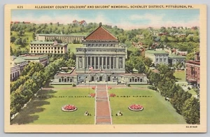 Postal de lino Soldiers & Sailors Memorial Schenley Dist Pittsburgh Pennsylvania - Imagen 1 de 2