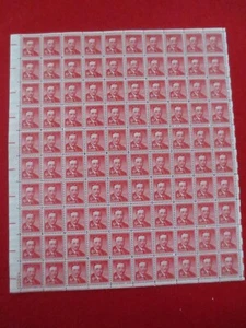 Hoja de 100 MNH Doc Sc# 1039 Theodore Roosevelt impresión húmeda 6¢ 1955 - Imagen 1 de 3