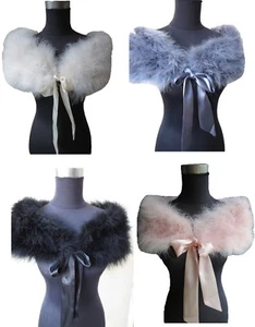 Women's Real Ostrich Feather Fur Shawl Wraps Wedding Party Cape Pashmina Black - Bild 1 von 33