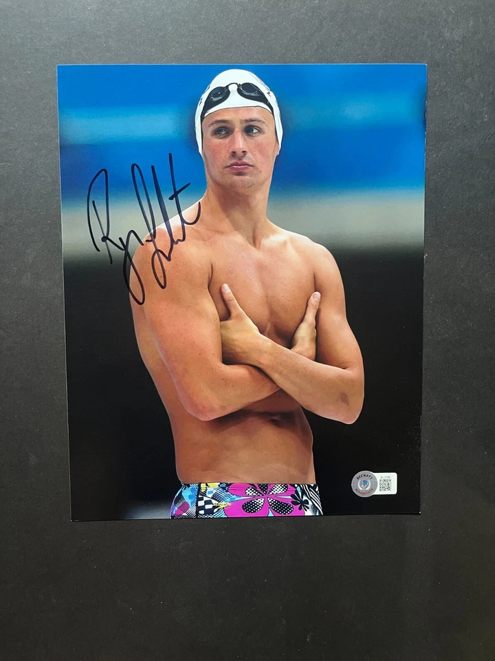 Ryan Lochte raro!! Foto autografada assinada de natação olímpica dos EUA 8x10 Beckett BAS certificado de autenticidade - Imagem 1 de 1