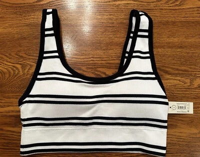 NUEVO Sujetador Bralette No Boundaries Juniors Mujer Doble Cucharada Negro Blanco Acanalado Foto 1 de 4