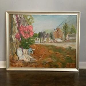 large oil painting framed original signed 32.4 in”  - Picture 1 of 8