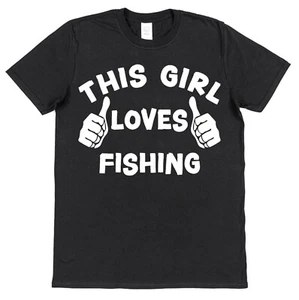 This Guy OR Girl Loves Fishing T-Shirt Unisex Girls That Fish Angler Clothing - Picture 1 of 24