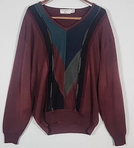 VTG St Croix Knits Sweater Men's L Large LONG Geometric 100% Wool Grandpa Retro - Picture 1 of 8