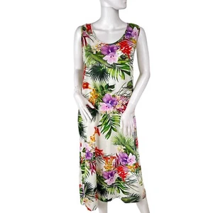 Hibiscus Collection Hawaii Lightweight Floral Luau Vacation Cruise Dress Medium - Picture 1 of 7