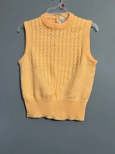 Vintage Acrylic Sweater Knit Shell Tank Top Orange Back 1/4 Zipper See Desp Sz - Picture 1 of 6
