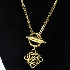 LOEWE Necklace Pendant Anagram Cube Gold Plated Women Italy with Box