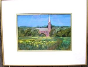 Paisaje acrílico de Andra W. Zapatero 8,75""x12,5"" enmarcado/enmarañado - Imagen 1 de 24