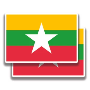 MYANMAR BURMA FLAG DECAL 2 Stickers Bogo For Car Bumper Truck 4x4 2 For 1 - Picture 1 of 1