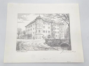 DEUTSCHER KÜNSTLER HEINZ WEHLISCH ZEICHNUNG SCHLOß WETZHAUSEN HANDSIGNIERT - Bild 1 von 4