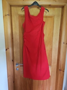ASOS Design - Red Pencil Midi Dress, Small Size 18, Drop Shoulder Ruched Waist - Picture 1 of 4