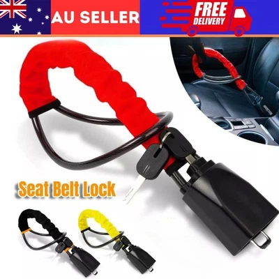 Seat Belt Lock Steering Wheel Lock Car Security Anti-Theft Device With 2 Keys AU - image 1 of 4