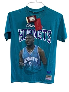 NWT Larry Johnson Mitchell & Ness Sm T-shirt Charlotte Hornets Hardwood Classic - Picture 1 of 4