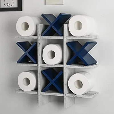 Soporte de papel higiénico de madera rústico - Baño independiente y montado en la pared Foto 1 de 4