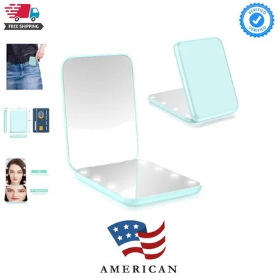 Small Mirror with Lights,LED Compact Makeup Mirror,1x/3x Mini Travel Mirror w... - Image 1 of 4