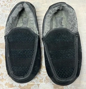 UGG Herren Ascot Webmuster Kunstfell Gefüttert Mokassin Slipper Schwarz Gr.8-S/N 1010663 - Bild 1 von 9