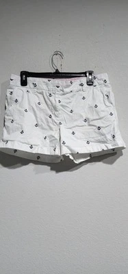 BRITISH KHAKI Womens White Shorts Size 10 Embroidered Blue Sailboats Nautical - Image 1 of 4