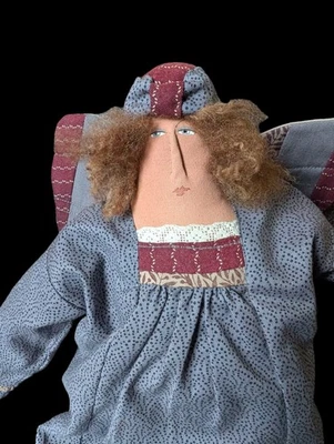 Primitive Handcrafted Handmade Folk Art Rustic Rag Doll 1991 Anne Swango 20.5" - Image 1 of 4