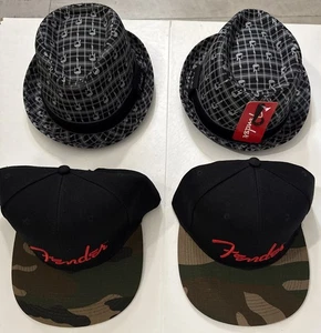 Menge 4 Fender Gitarre Hüte Fedora & Baseball Camouflage schwarz Neu mit Etikett - Bild 1 von 8