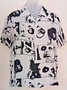 NWT Beetlejuice All Over Print Button Down Short Sleeve Shirt MEDIUM - Picture 1 of 15