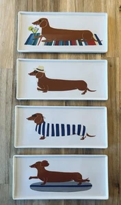 West Elm Claudia Pearson Dackel Wiener Hot Dogs Keramik Teller Tabletts Sommer 4 - Bild 1 von 5