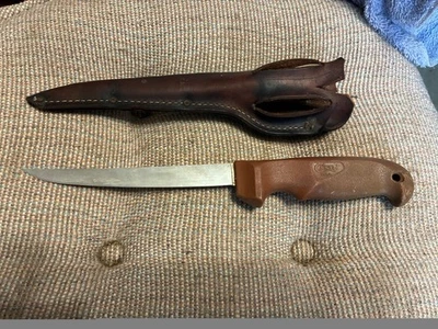 Case XX USA 6 Inch Filet Knife with Plastic Handle and Leather Sheath - Image 1 of 3