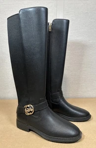 Coach Farrah Lederstiefel schwarz Reitstiefel Größe 5B Damen hoch halbhoch goldene Details - Bild 1 von 15