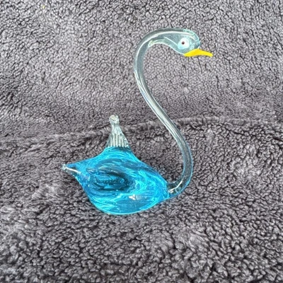 Murano / Venetian Blue Sommerso Glass Swan Figurine VGC - Image 1 of 4