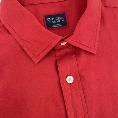 Untuckit Briscoe Shirt Men XL Short Sleeve Button Up Red Cotton Casual Travel - Image 1 of 4