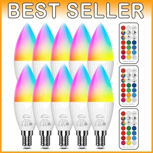 Remote Controlled Color Changing Candle Bulb, 5W, 12 Colors - Picture 1 of 10
