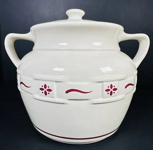 Longaberger gewebte Traditionen Keramik ~ traditionelle rote Keksdose/Bohnentopf USA Vintage - Bild 1 von 11