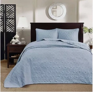 3pc King/California King Vancouver Reversible Bedspread Set Blue - Madison Park - Picture 1 of 1
