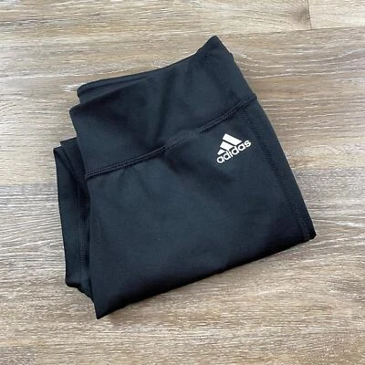 ADIDAS Stretch Waist Mid Rise Black Activewear Capri Leggings Women's Size M - Image 1 of 4
