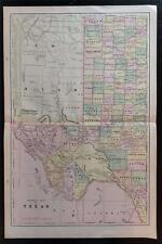 1902 West Texas Antique Color Atlas 14 1/2 x 24" Map...Okla/Indian Territory Bk.