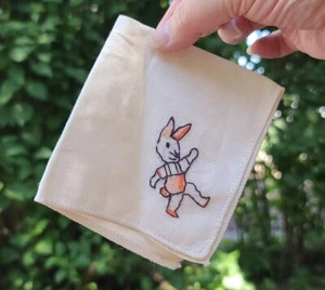 Vintage 40's 50's Handkerchief Child’s Hankies Duck Rabbit Bunny Embroidered - Picture 1 of 4