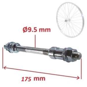 Fahrrad HINTERRADACHSE 9.5mm x 175 mm Achse VOLL NABEN HINTERRAD NABEL RAD - Bild 1 von 1