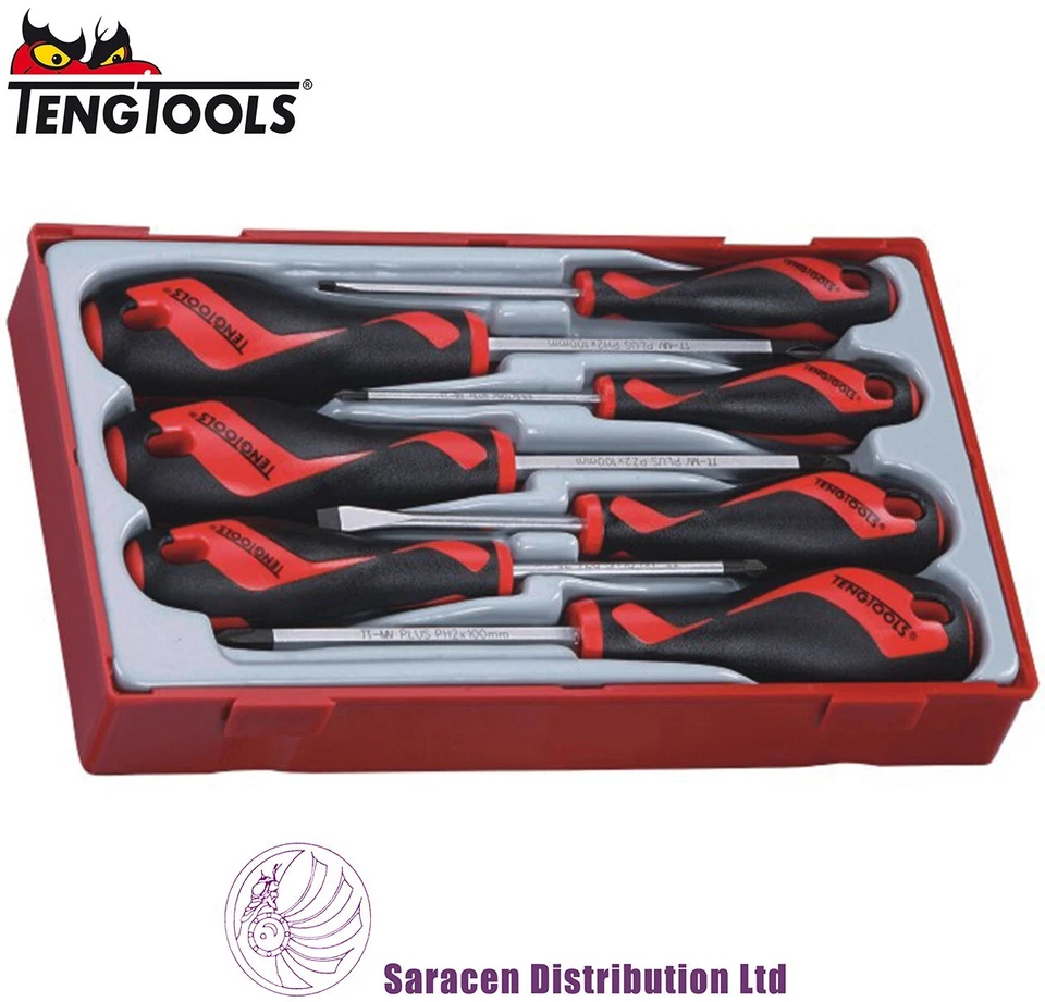 TENG 7 PIECE FLAT  PH & PZ TYPE SCREWDRIVER SET - TT917N - Image 1 of 1