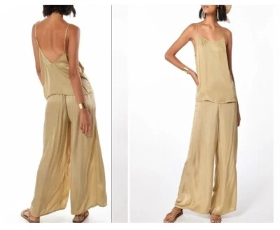 YOUNG FABULOUS & BROKE Sateen Wide Leg Pants (Small) Cami (Med)  Top SET NEW NWT - Изображение 1 из 4
