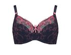Pour Moi Imogen Rose Embroidered Full Cup Bra Or Deep Brief Navy/Pink