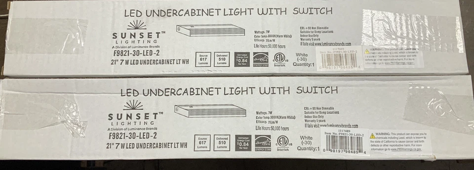 sunset lighting f9821-30-led-2    21”x 3.5” x 1” 7 Watt Led 3000 K  Pack Of 4 - Image 1 of 2