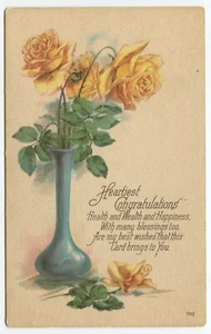 Postcard - Greeting "Heartiest Congratulations, All Happiness ..." (ca. 1910s) - Picture 1 of 2