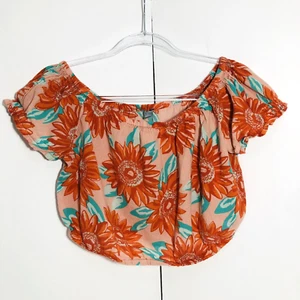 Blusa Aerie Top Talla L Corta Popover Hawaiana Floral Boho Festival Hippie Playa - Imagen 1 de 7
