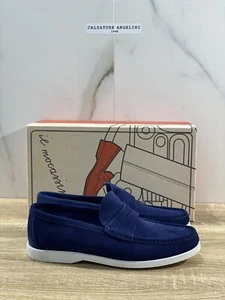Il Mocassino Uomo In Suede Blu Fondo Gomma Ultra Flexi Made In Italy 41 - Imagen 1 de 6