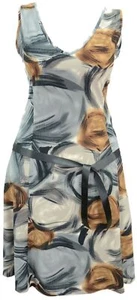Damen V-Front V-Back Schaukelkleid groß hip braun schwarz grau Druck - Bild 1 von 3