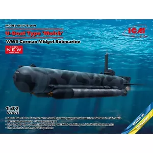 U-Boot Type "Molch" WWII German Midget Submarine ICM S019 Scale model kit 1:72 - Bild 1 von 8