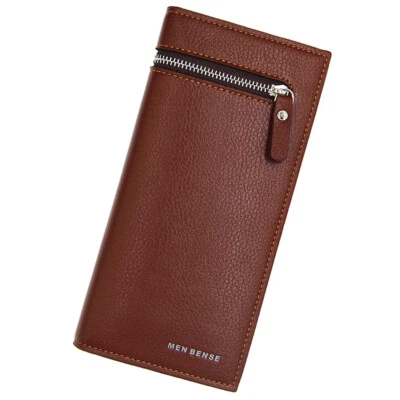 Cartera de cuero para hombre Cartera larga Portatarjetas de crédito Clip de dinero delgado Bloqueo RFID Foto 1 de 4