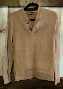 Maglione cardigan uomo Eddie Bauer a costine verde oliva marrone S - Foto 1 di 3